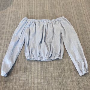 Brandy Melville Blue and White Stripe Long Sleeve